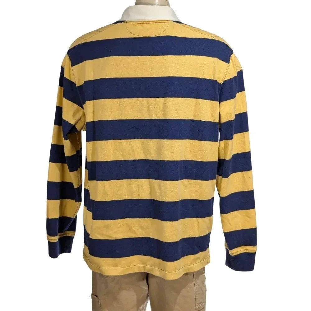 Polo Ralph Lauren Men's Vintage Striped Rugby Shirt Crest Custom Fit Sz XL EUC